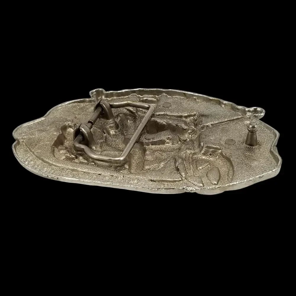 Rebel‎ Rider From Hell Motorcycle Skeleton Enamel Stamped Belt Buckle